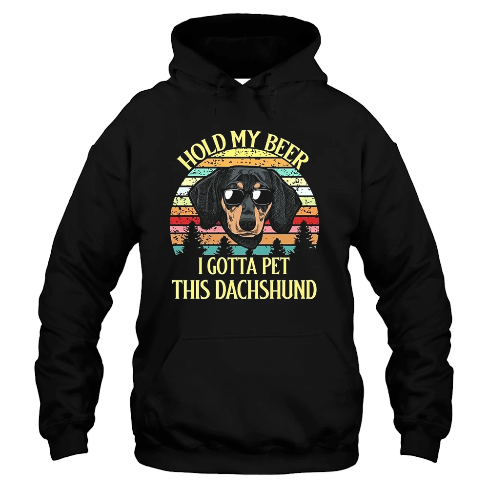 Hold My Beer I Gotta Pet This Dachshund Hoodie - Black